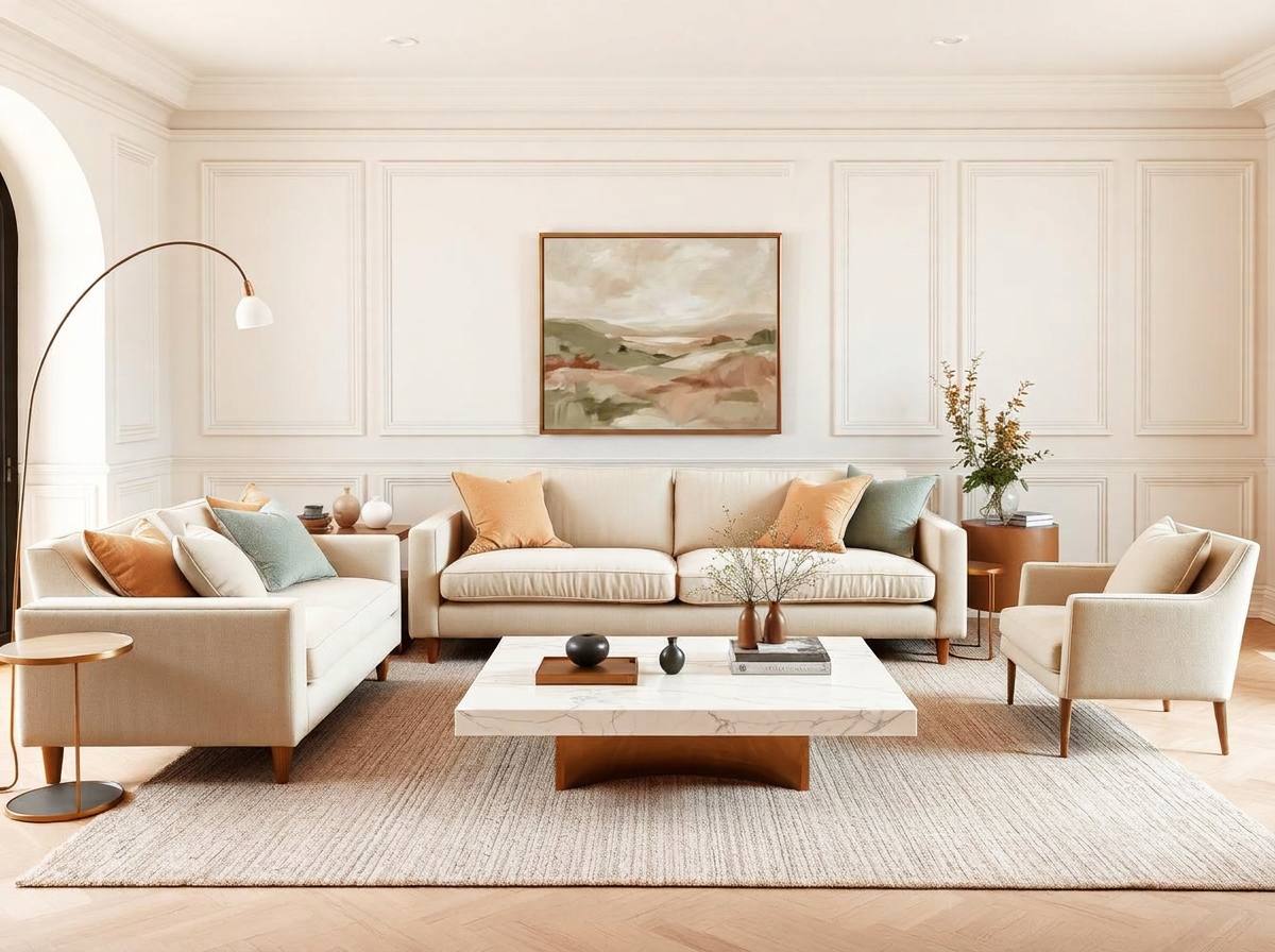 Fully styled designer living room from collective vendor lines